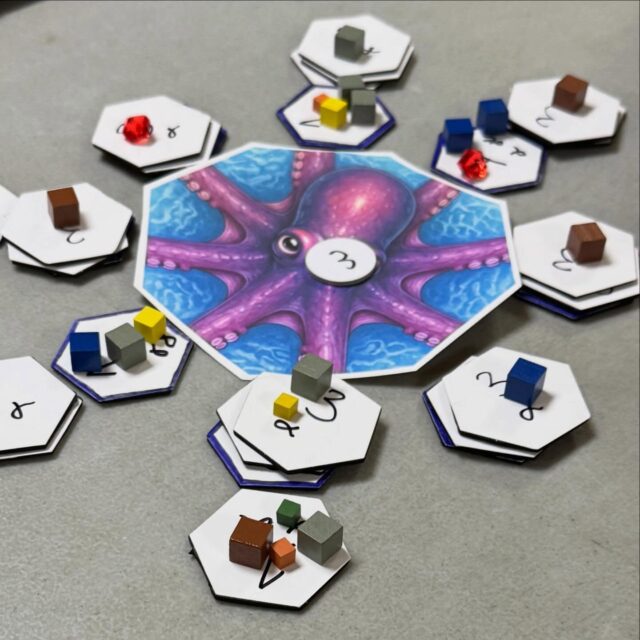 Back to designing a gateway game lesson 8: Moderate Interaction.

In Carcassonne, players can (sort of) interact if they try to get into the same City, or Road, but it definitely takes effort! In Splendor, players race for the same gem cards and to impress the nobles. 

In my game Within Reach (formerly OctoScape), players can engage the same arm segments and compete for food and position to elevate… but they can also choose not to. 

Keeping things friendly, or mostly friendly does lead to fun strategic play!

#gatewaygame #boardgamedesign #designinpublic #boardgamedev